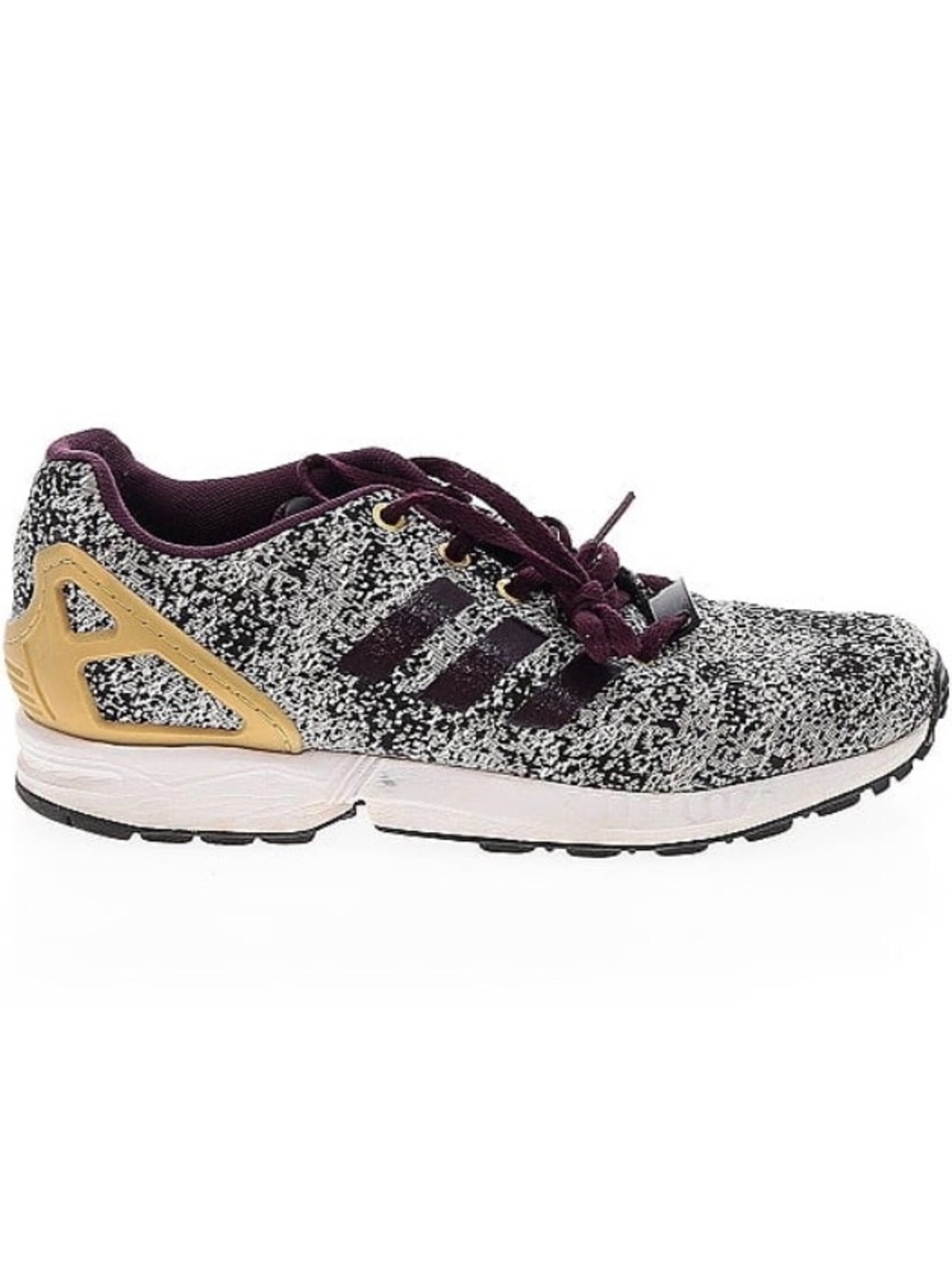 adidas Women's Maroon & Gold Knit Running Shoe (labeled size 6 but large)